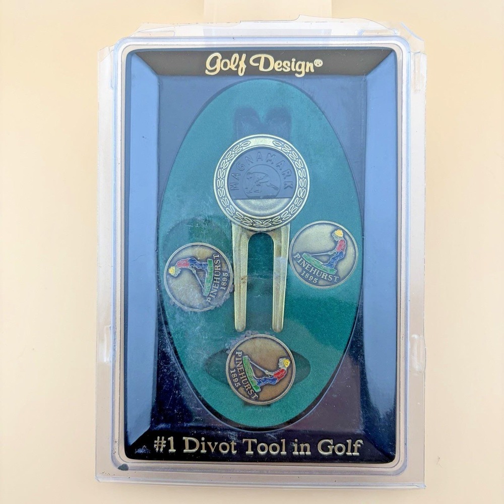 Pinehurst Golf Divot Tool 3 Ball Marker Set Magnamark Vintage NOS Putter Boy